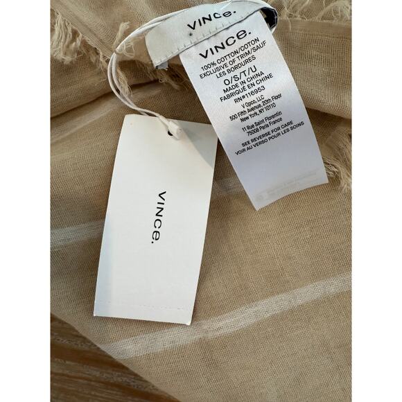 Vince Cotton Gauze Awning Stripe Travel Scarf Beige Parchment - Picture 6 of 6